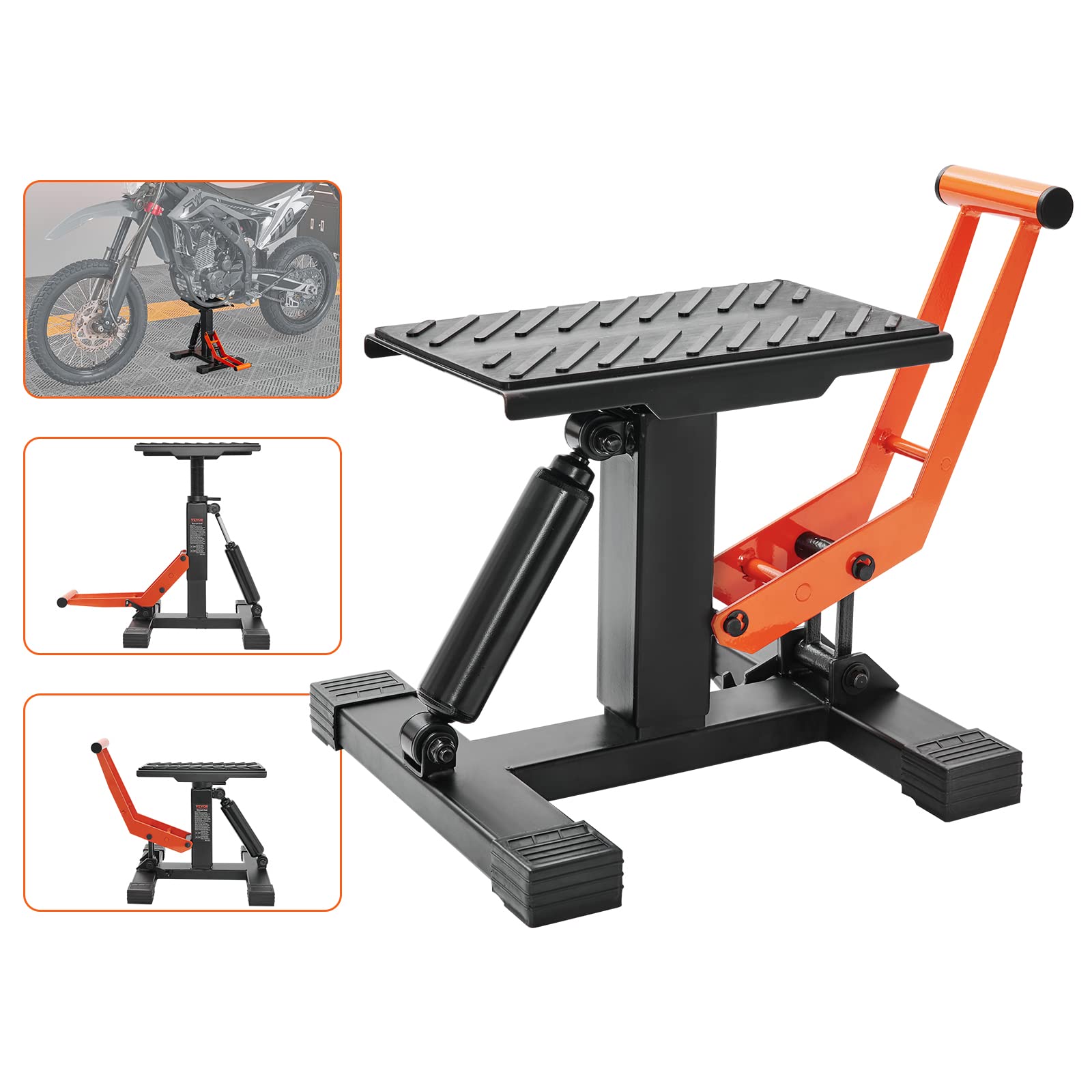 VEVOR dirt bike lift deck provides a stable 11x7 inch platform for maintenance