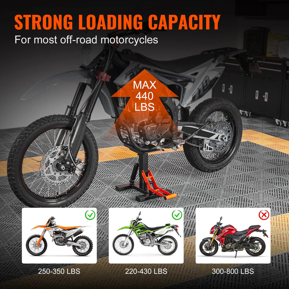 VEVOR dirt bike lift stand safety hook ensures secure height during work