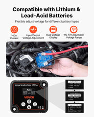 VEVOR dual battery isolator manual-automatic switch for easy mode changes during trips.