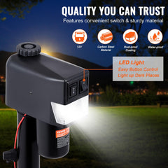 VEVOR electric tongue jack showing 90-degree installation hole for easy mounting