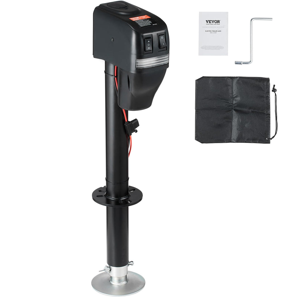 VEVOR electric trailer jack front view showing sturdy build and strong 4000 lb capacity.