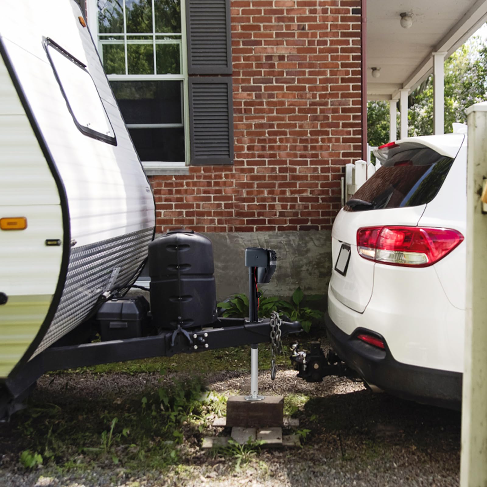 VEVOR electric trailer jack compatibility with low-profile trailers and easy mounting.