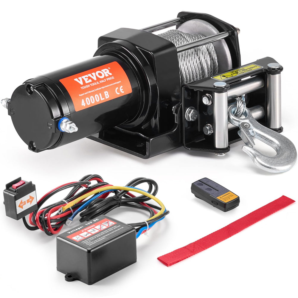VEVOR electric winch 4000 lb pull for off-road recovery.