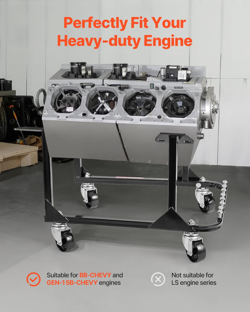 VEVOR Engine Stand storage area keeps hardware neatly organized.
