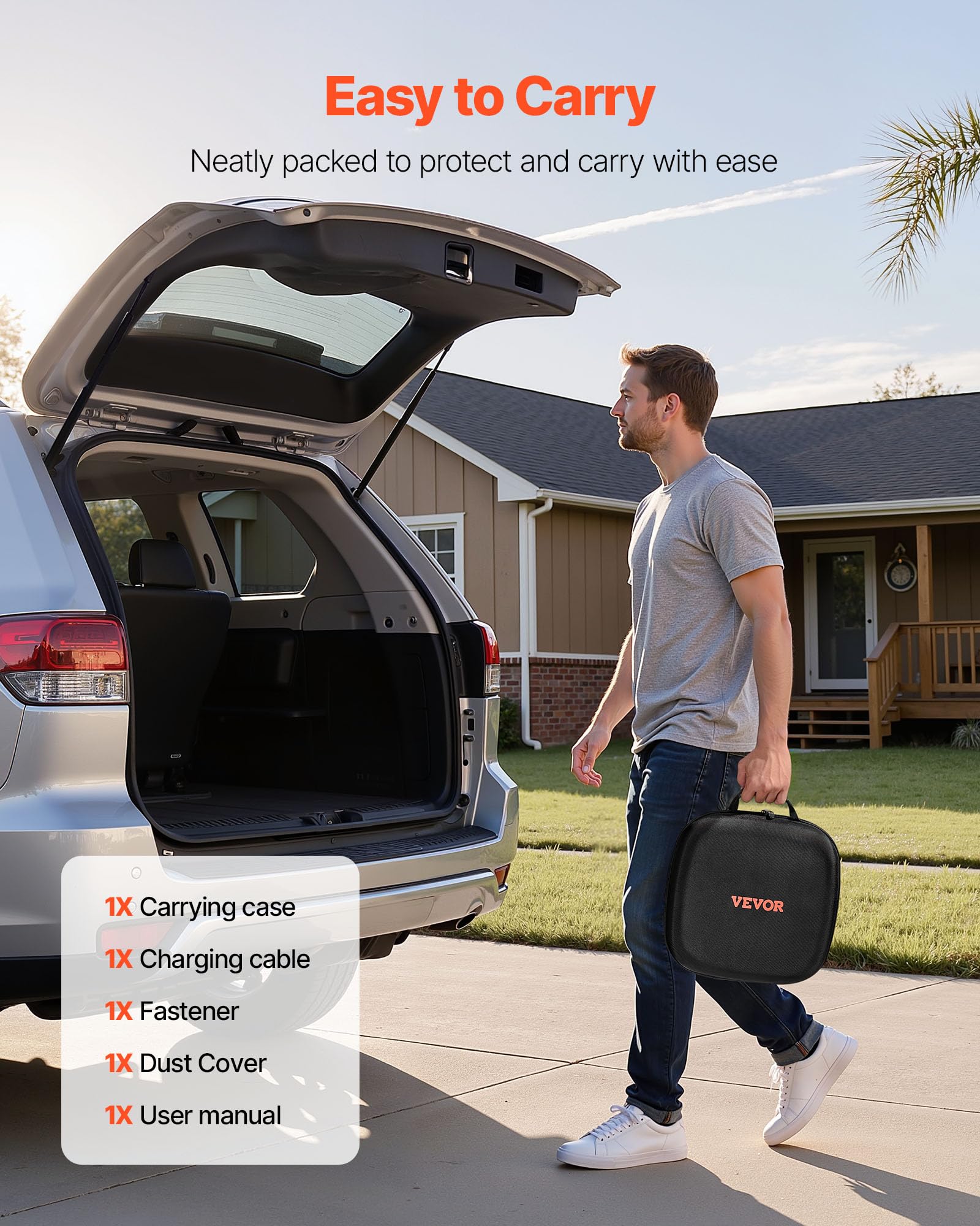 VEVOR EV extension cable carrying bag included for tidy storage
