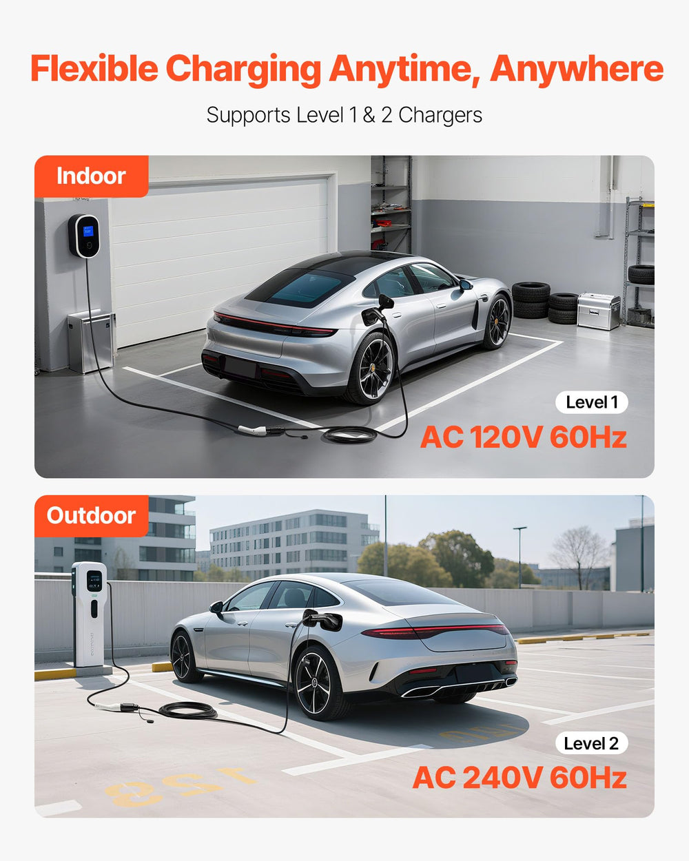 VEVOR EV extension cable fire-resistant material for safe charging in any weather