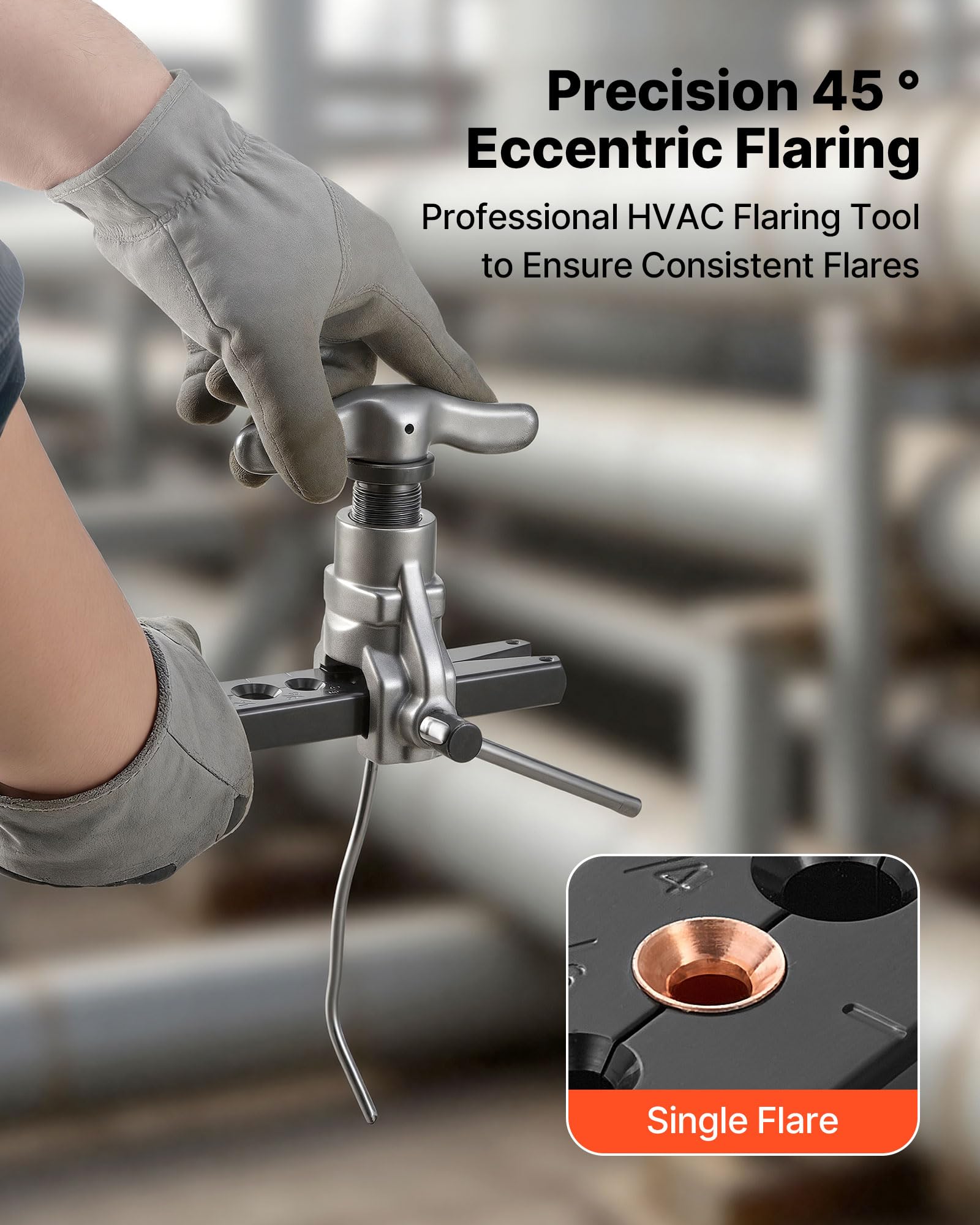 VEVOR flaring tool clamp with size markings for quick, accurate alignment