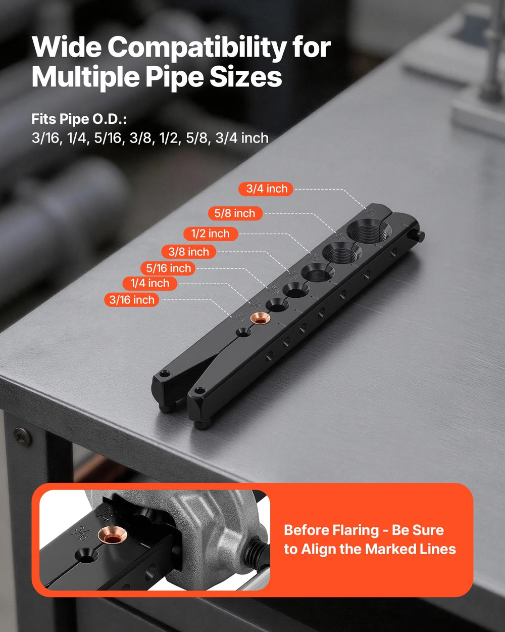 VEVOR flaring tool built from hardened carbon steel for long-lasting durability