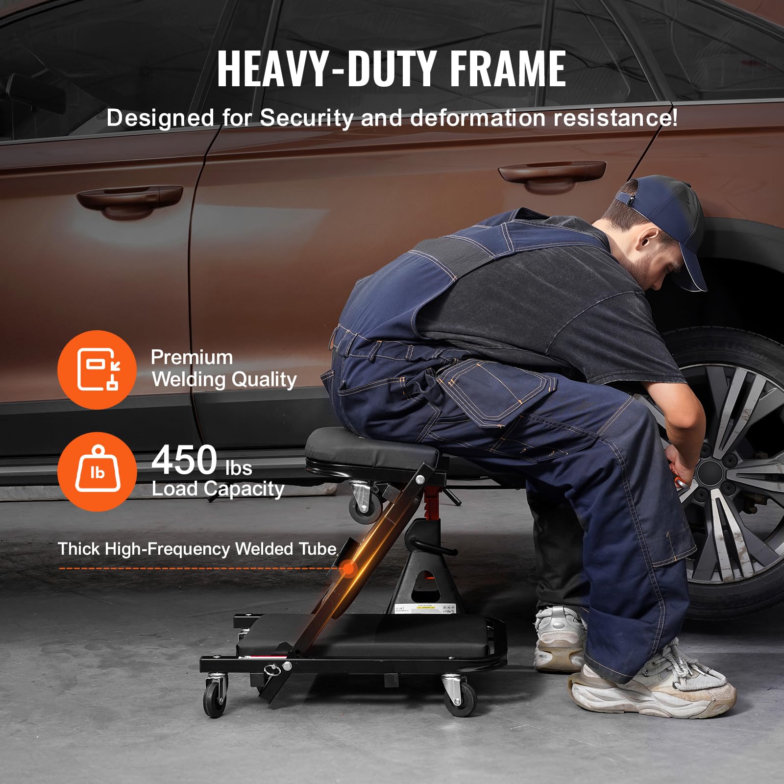 VEVOR Foldable Z Garage Creeper with six swivel wheels for smooth mobility