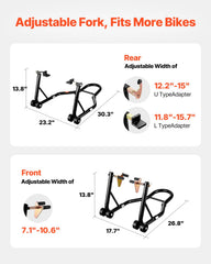VEVOR front wheel dual fork head adjustable width for precise fit