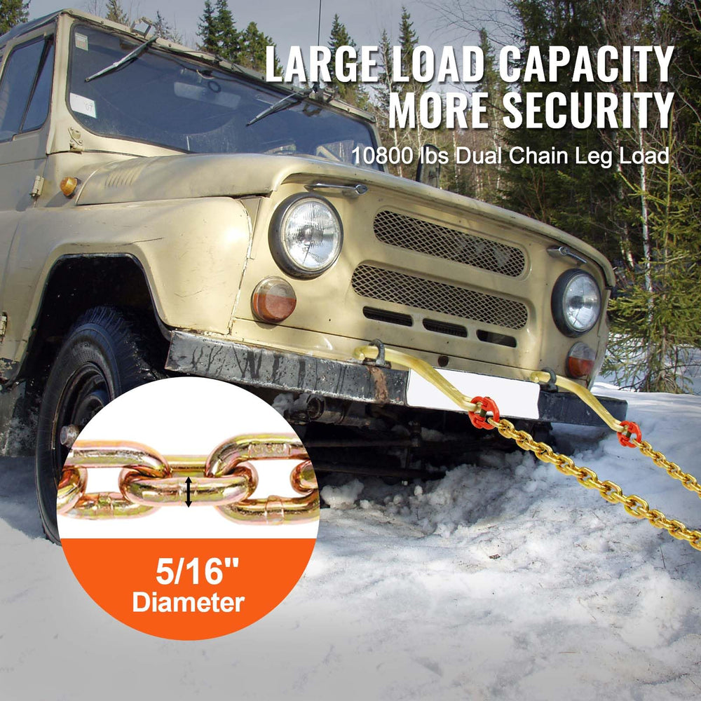 VEVOR G80 V-bridle chain 5/16-inch diameter close-up demonstrating strength