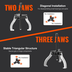 VEVOR two-jaw configuration provides strong pulls on small gears.