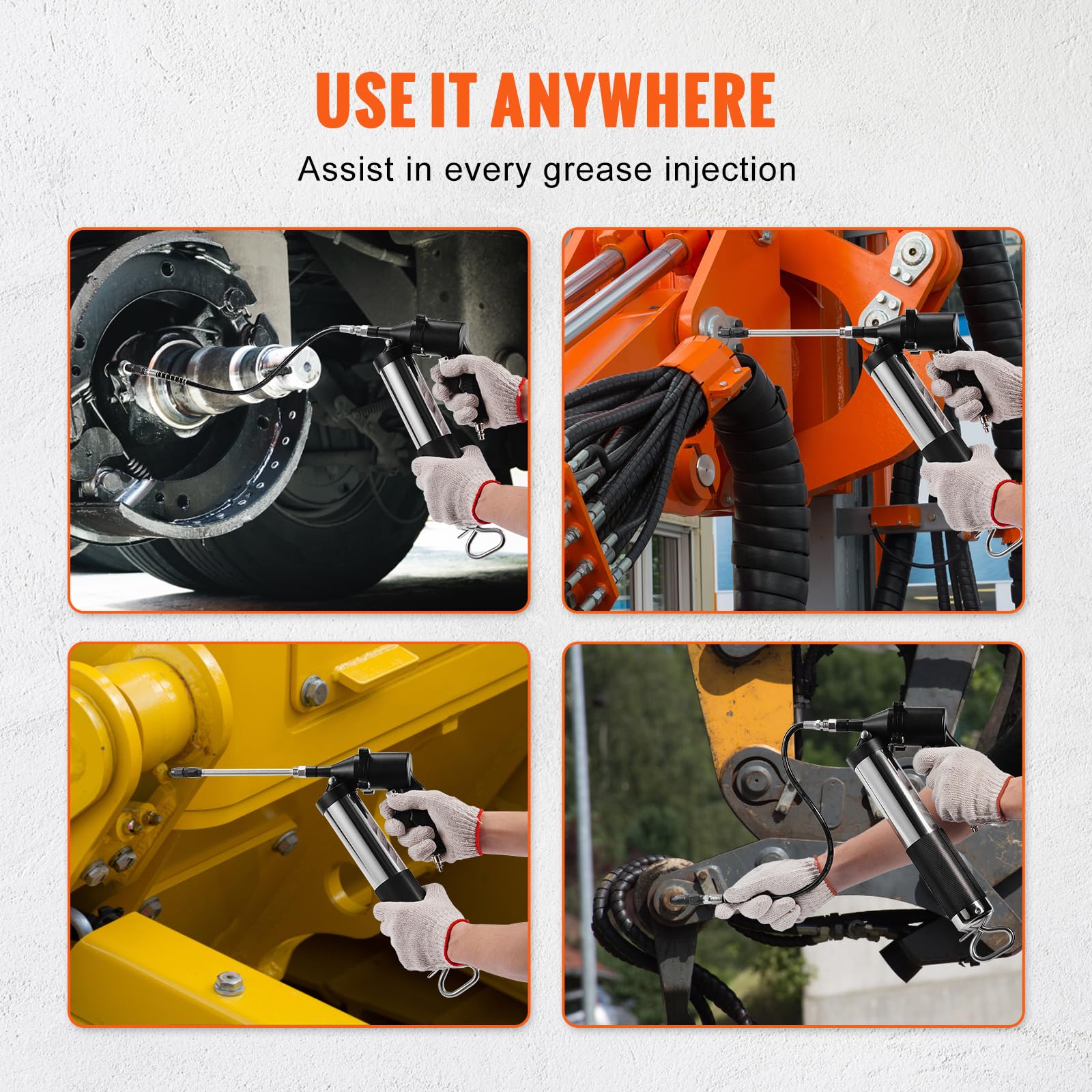 VEVOR Locking clamp coupler keeps connections stable during use.