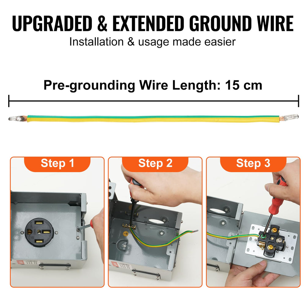 VEVOR preinstalled grounding wire extended to 15 cm for easier installation