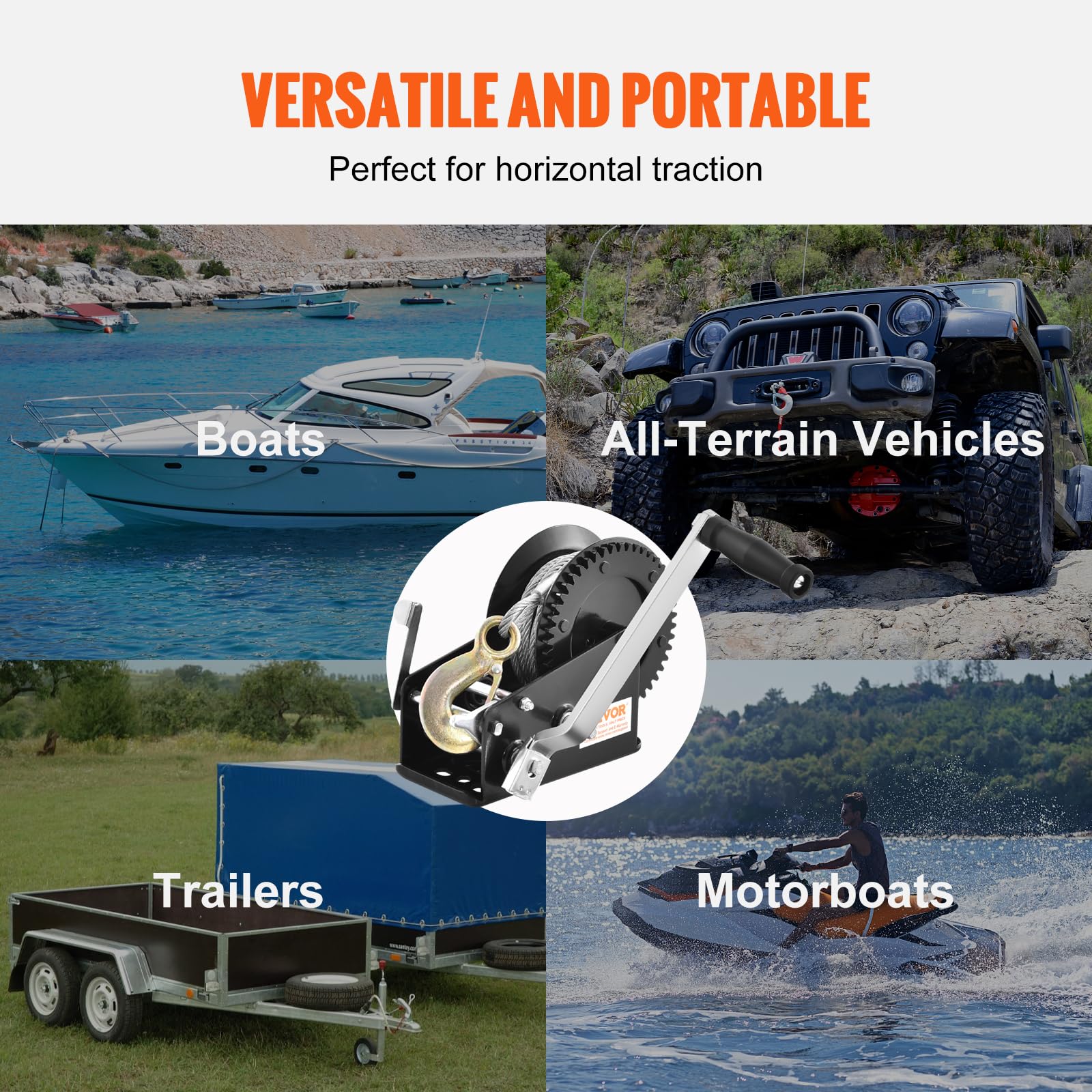 VEVOR hand winch easy to install and quick to deploy.