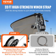 VEVOR hand winch two-way ratchet enables controlled reel-in and reel-out.