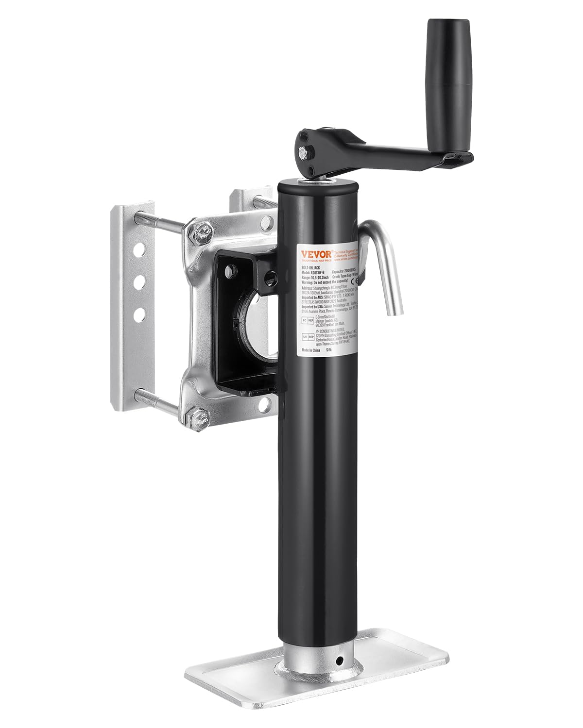 VEVOR heavy-duty trailer jack in stowed position for storage and transport