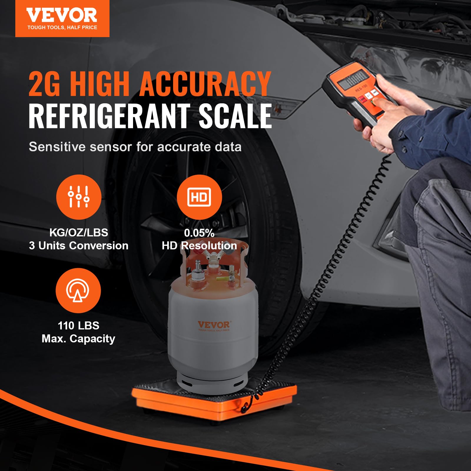 VEVOR HVAC scale with wired remote simplifies readings from any position.