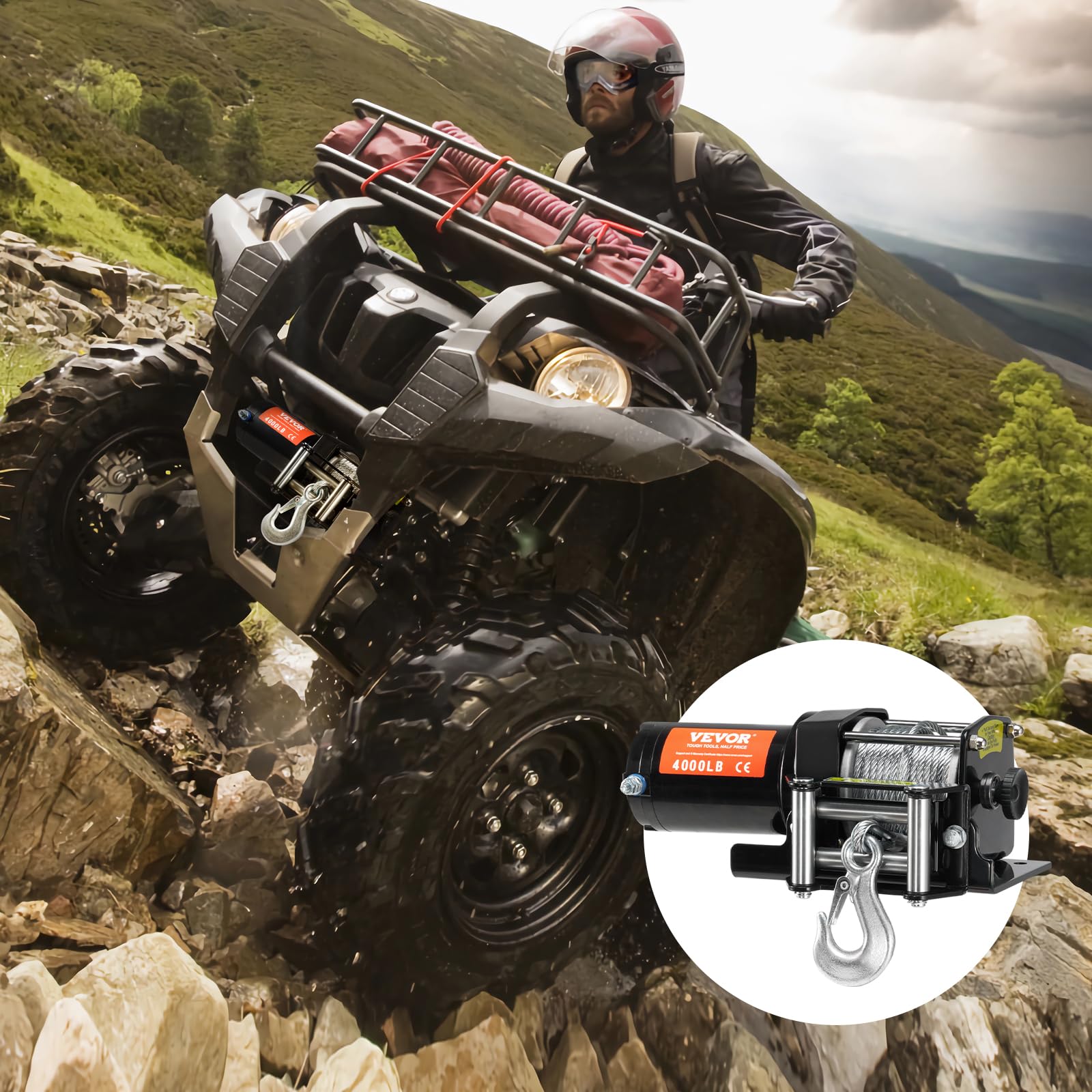 VEVOR IP55 waterproof winch ready for rain and mud.