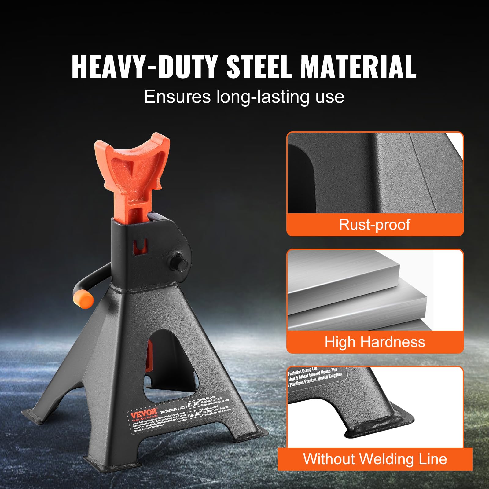 VEVOR jack stands carbon steel base for durability