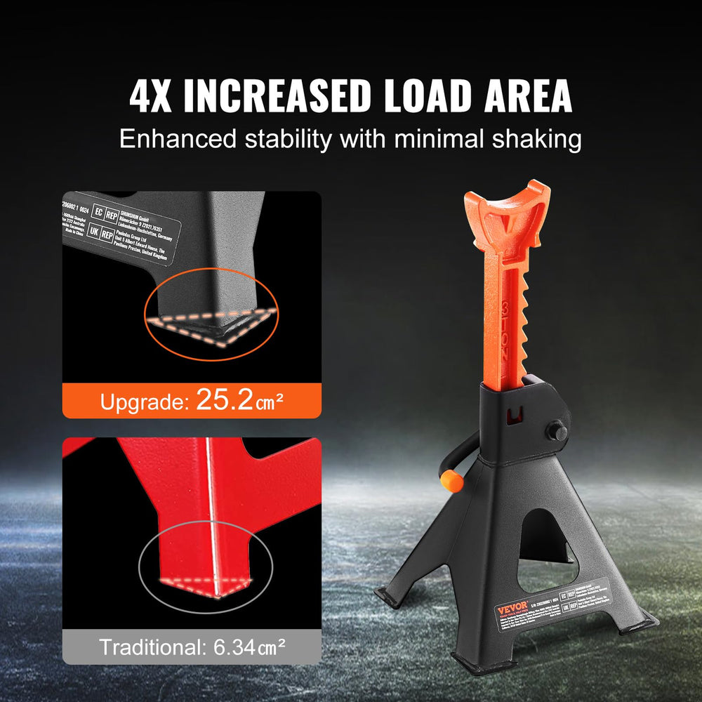 VEVOR 3-ton jack stands height adjustment mechanism detail