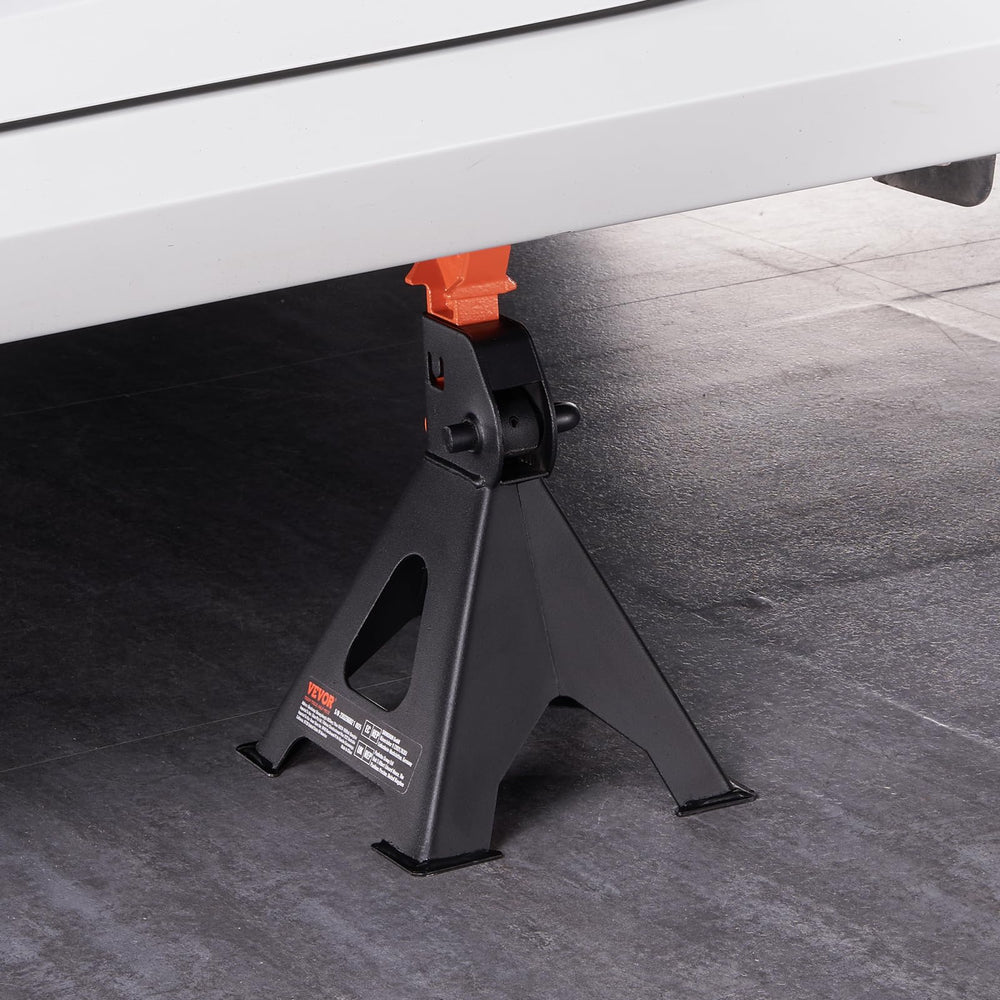 VEVOR jack stands in use beneath a vehicle for safe support