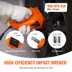VEVOR led work light for car jack brightens the workspace during night tire changes.
