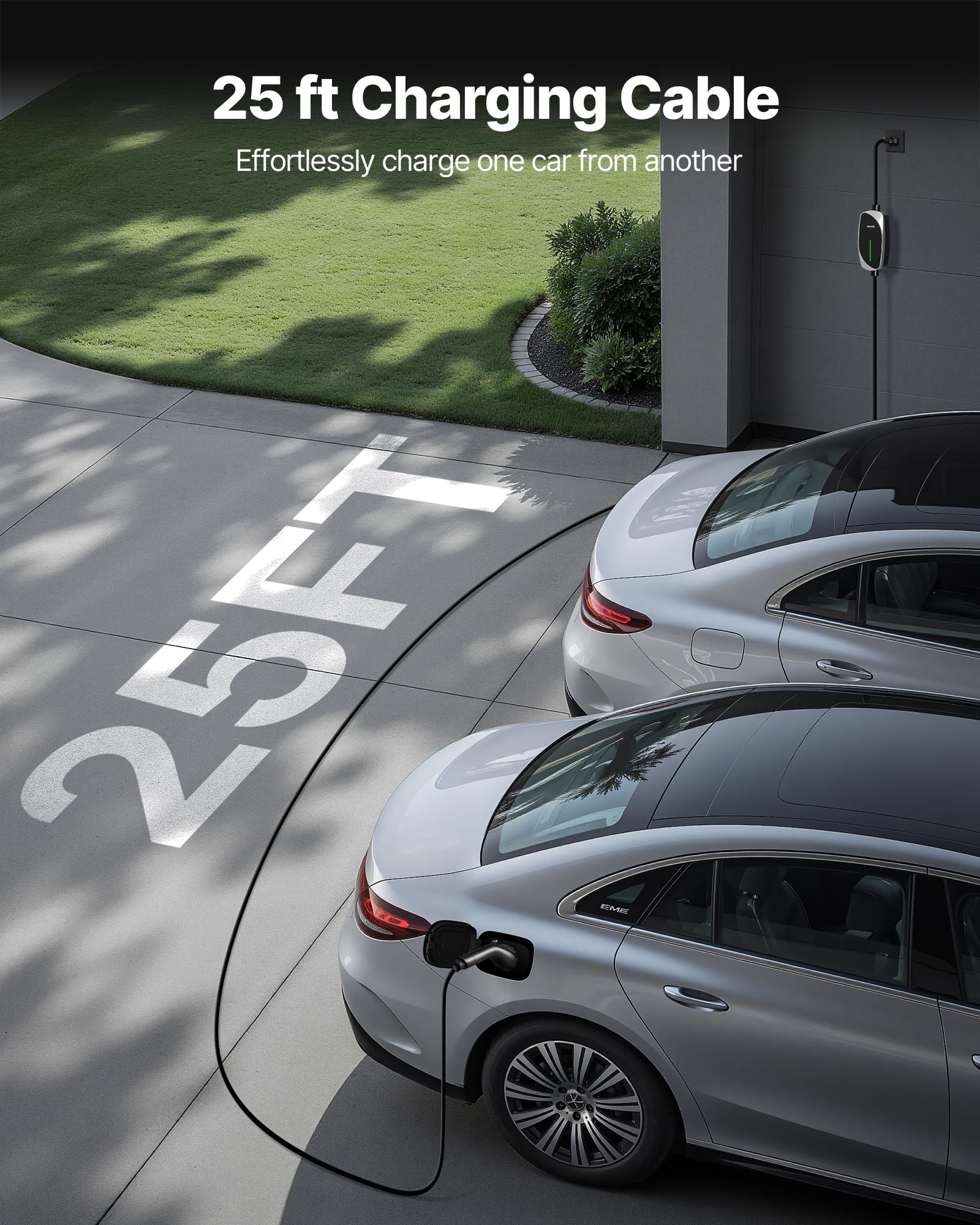 VEVOR Level 1&2 EV Charger adjustable current dial for tailored power.