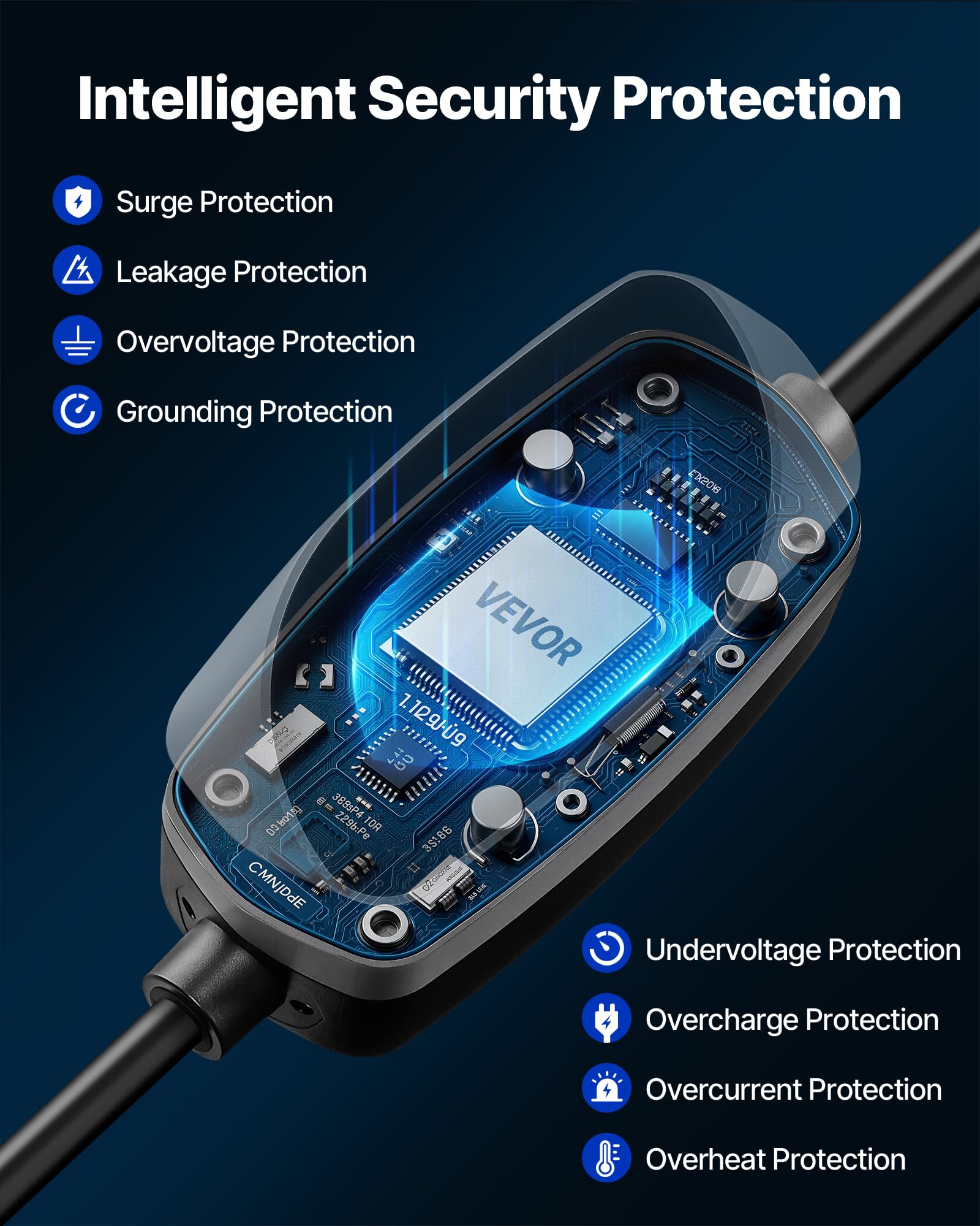 VEVOR Level 1&2 EV Charger includes travel bag and wall mount for versatility.