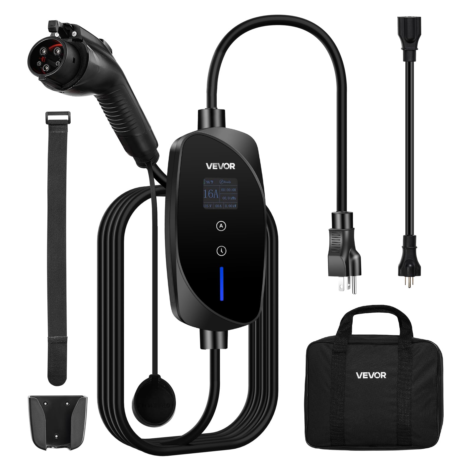 VEVOR Level 1 & 2 EV Charger with 25 ft cable for flexible charging.