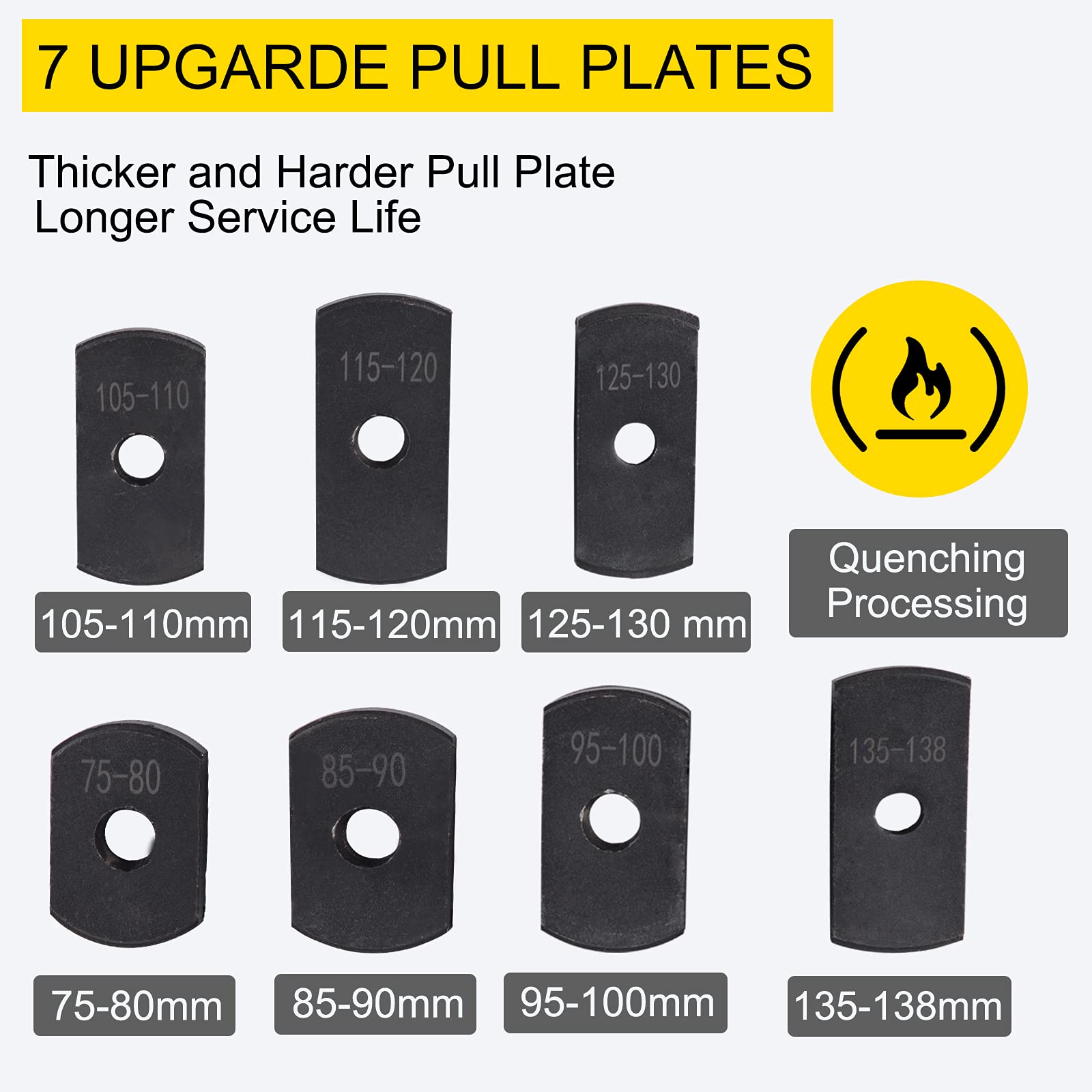 VEVOR puller plate 85-90 mm enabling broader disassembly range.