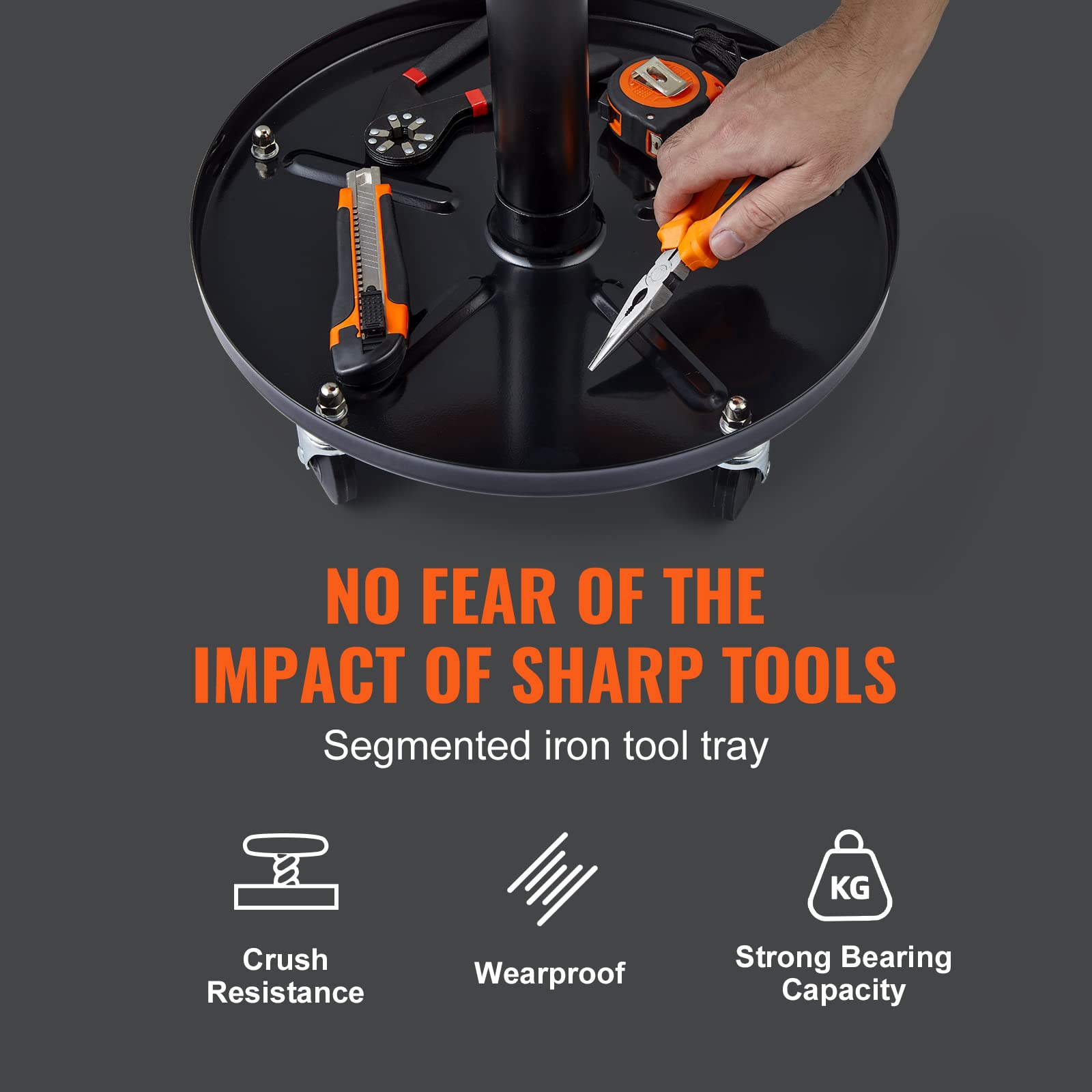 VEVOR Mechanic Stool five 360-degree casters for smooth movement