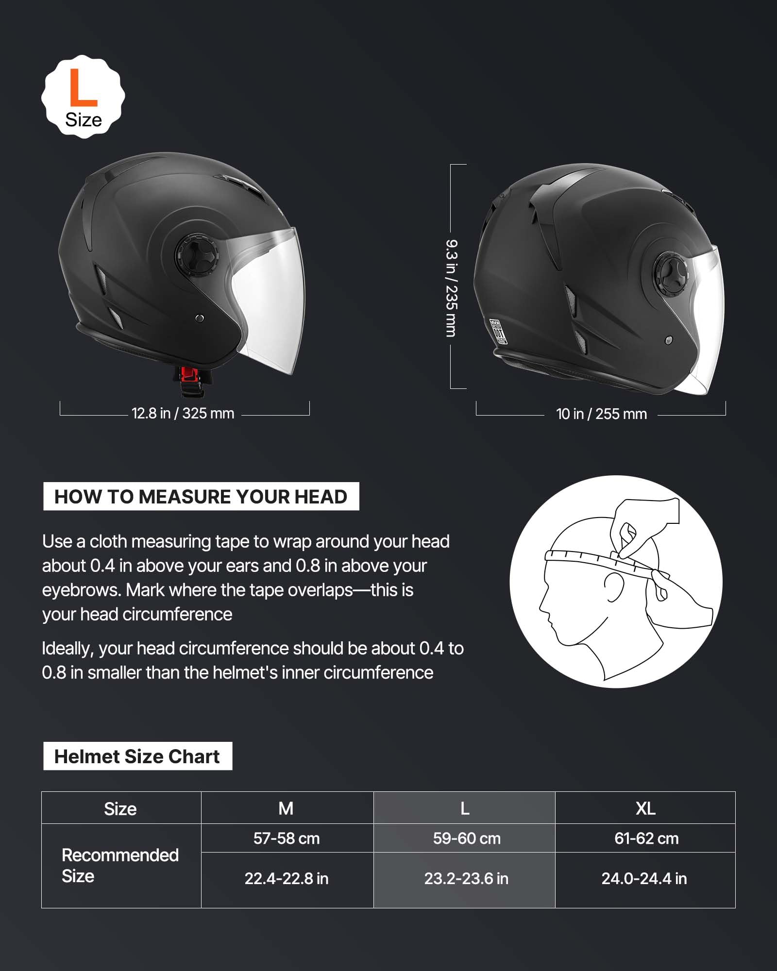 VEVOR helmet with clear visor for enhanced visibility and wind protection