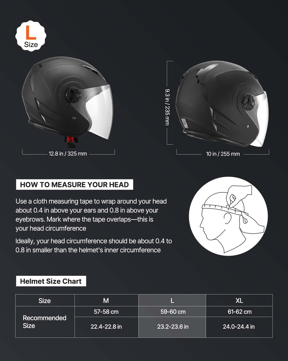 VEVOR helmet with clear visor for enhanced visibility and wind protection
