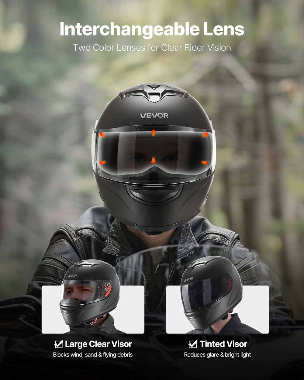 VEVOR helmet with detachable washable liner for easy maintenance and freshness