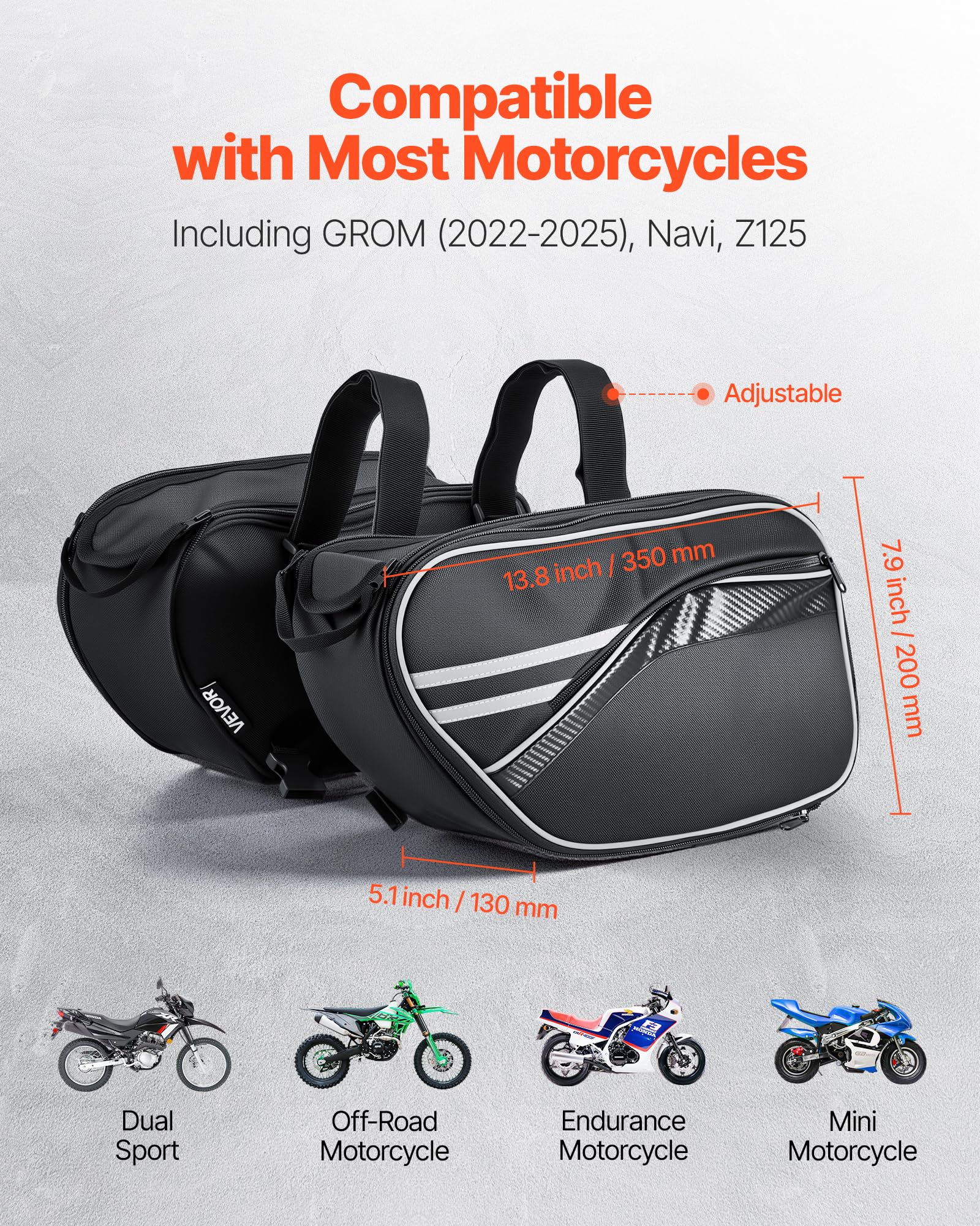 VEVOR saddlebags interior compartments keep items organized on trips