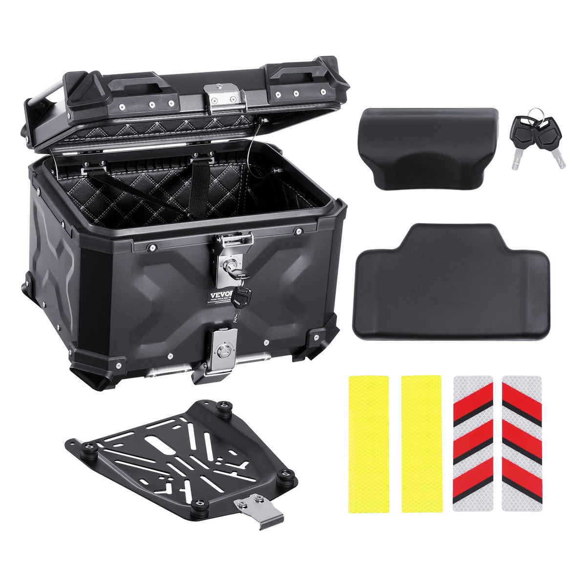 VEVOR 45L top case demonstrates ample space for helmet and gear storage
