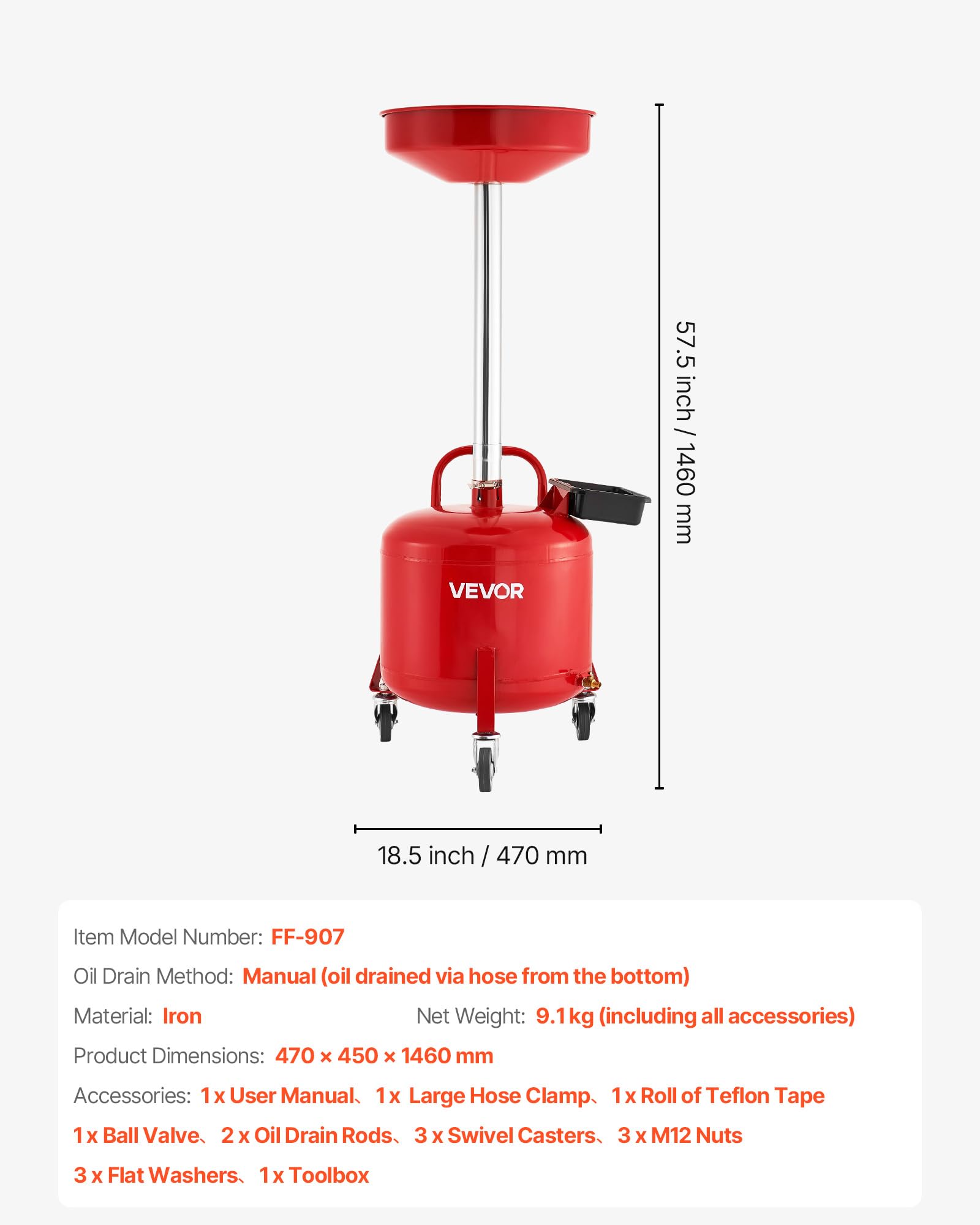 VEVOR multi-wheel drive cart on rubber wheels for smooth movement.