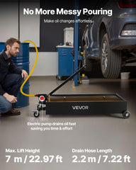 VEVOR oil drain cart with 180W pump side view for smooth transfer.
