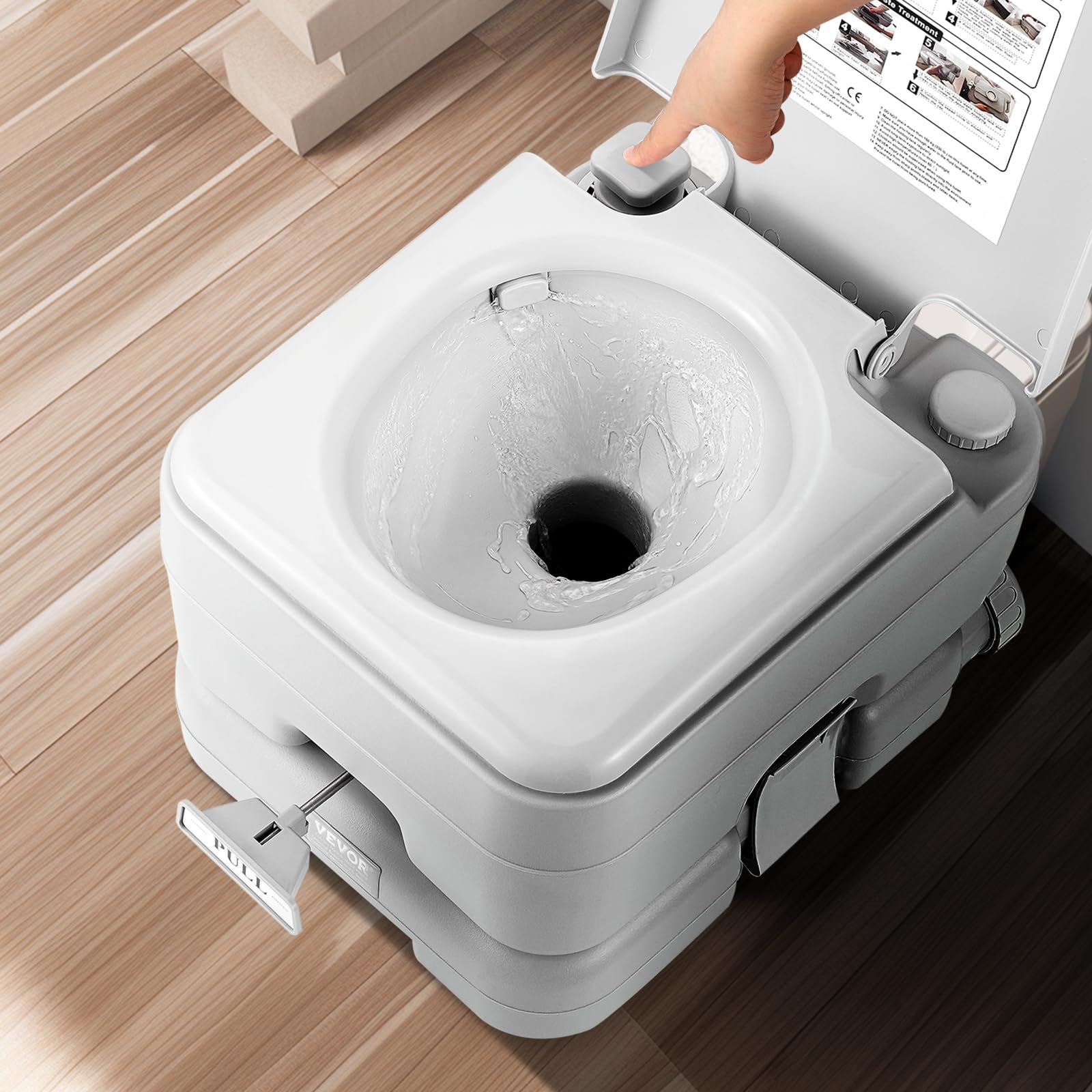 VEVOR portable toilet non-slip mat provides stable use on uneven ground.
