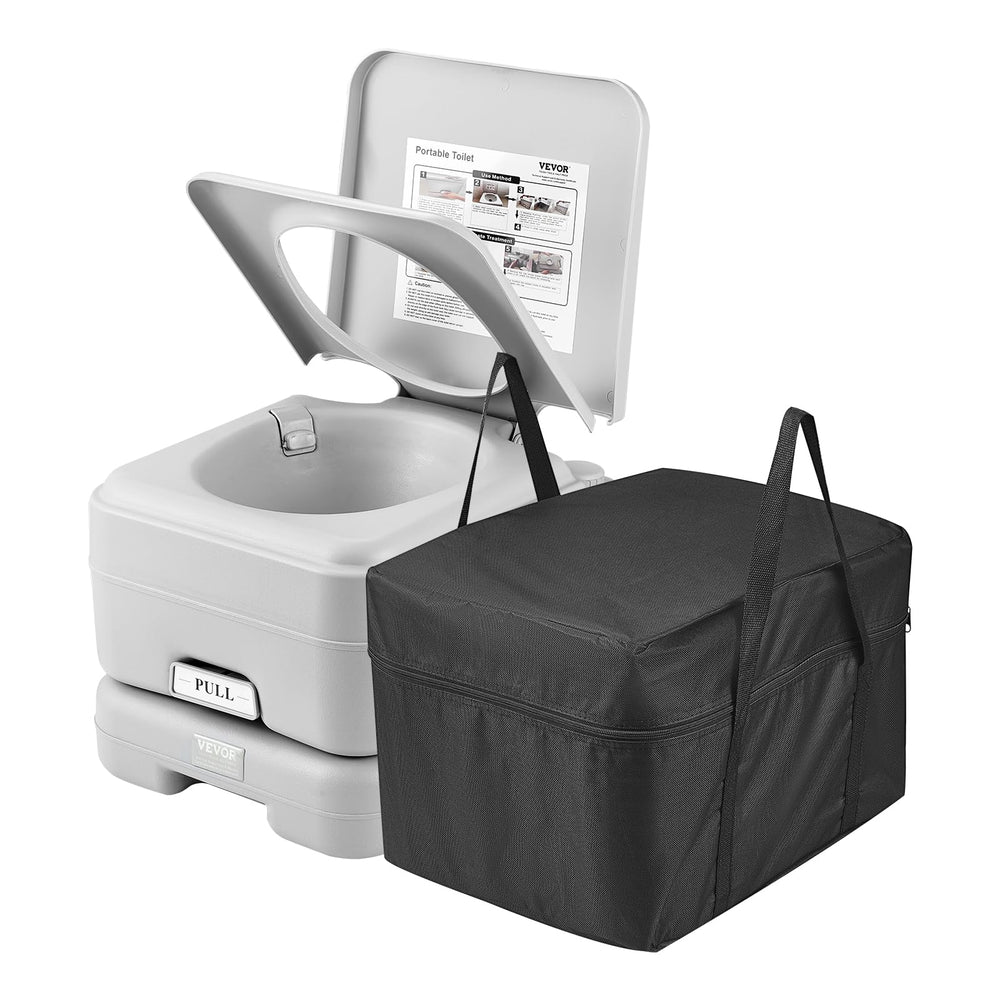 VEVOR portable toilet camping compact dimensions for easy carrying and storage.