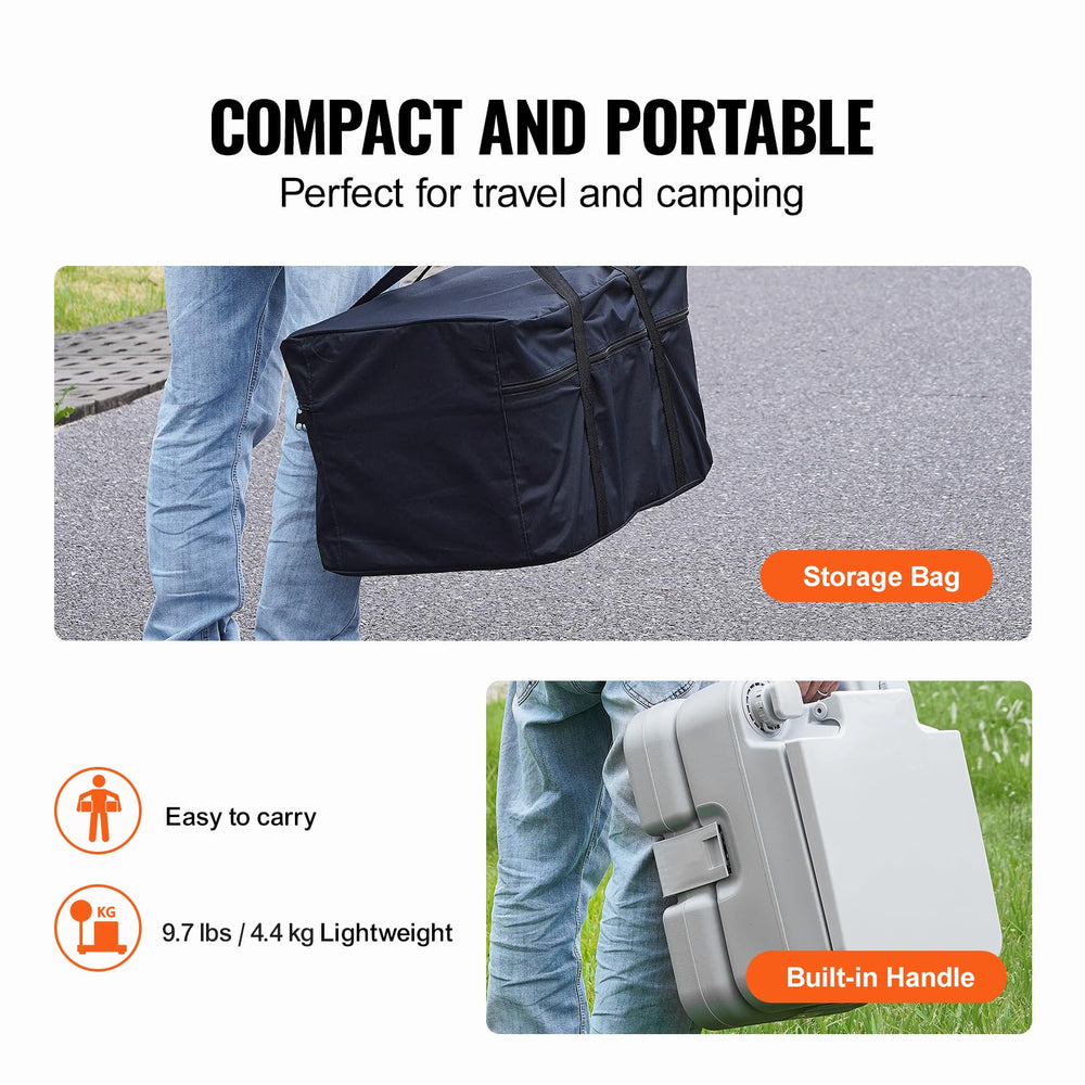 VEVOR portable toilet removable seat and cover facilitates easy cleaning.