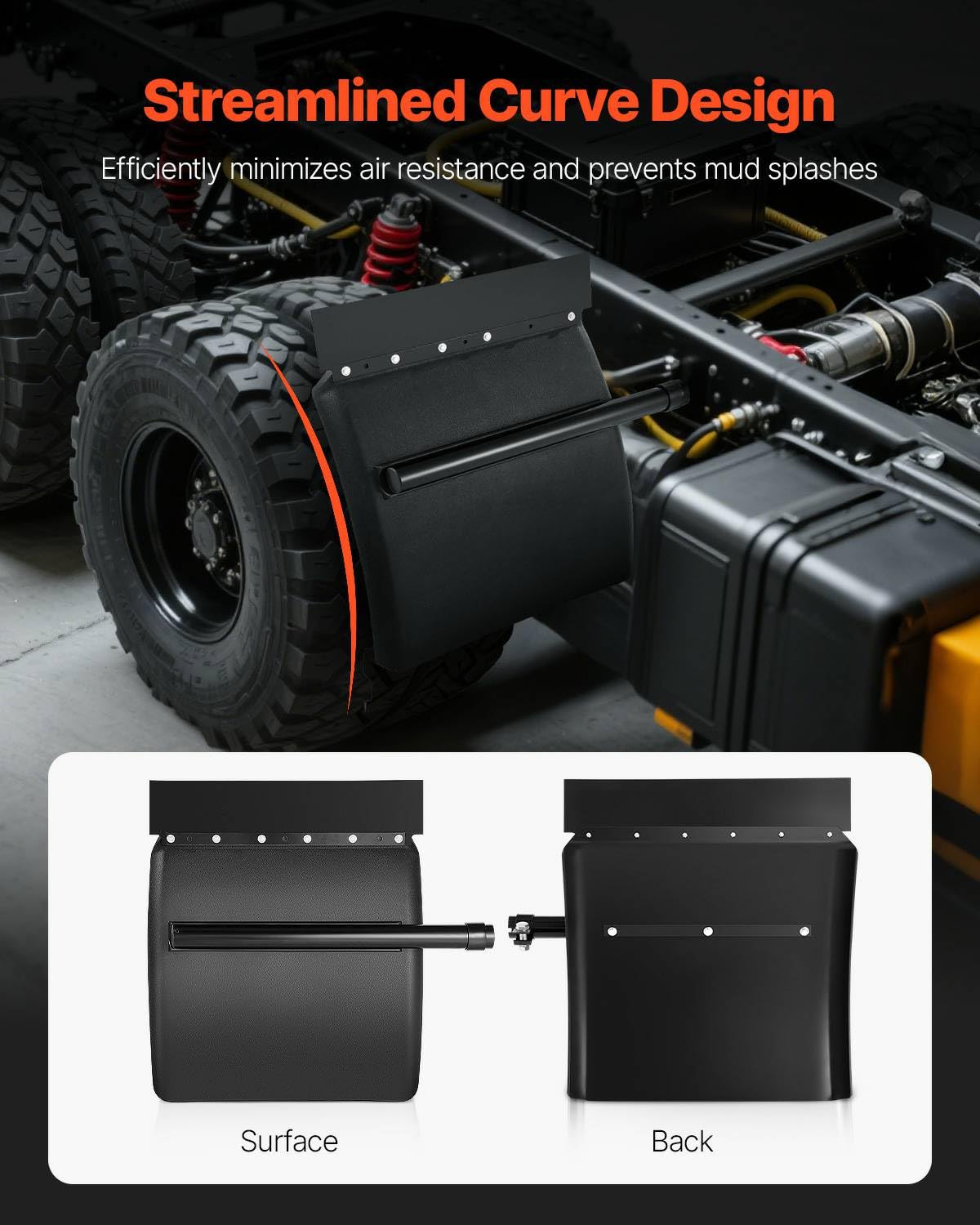 VEVOR Quarter Fender 24x24 side view right reduces road debris contact.