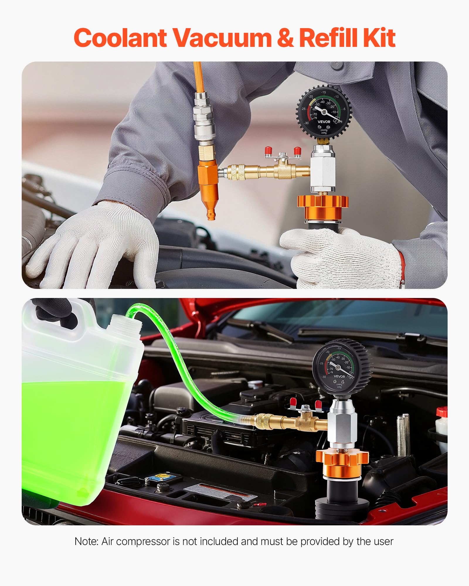 VEVOR Radiator Vacuum Refill Kit adapters fit many vehicle models