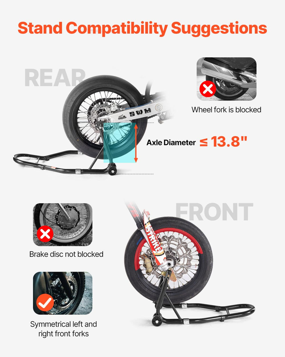 VEVOR rear U L fork head adjusts to wide axle widths