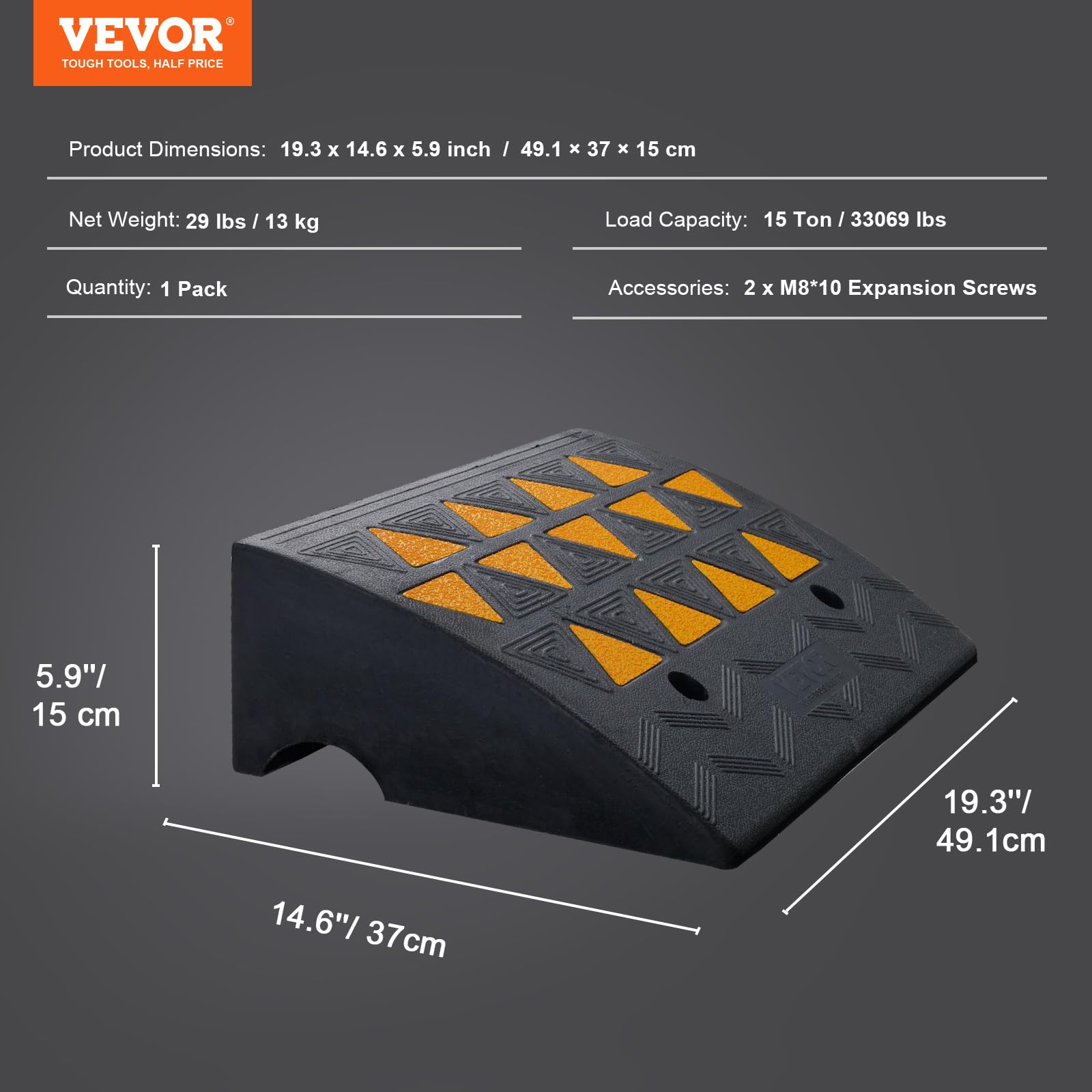 VEVOR Rubber Curb Ramp cable protection channel guards hoses and cords.