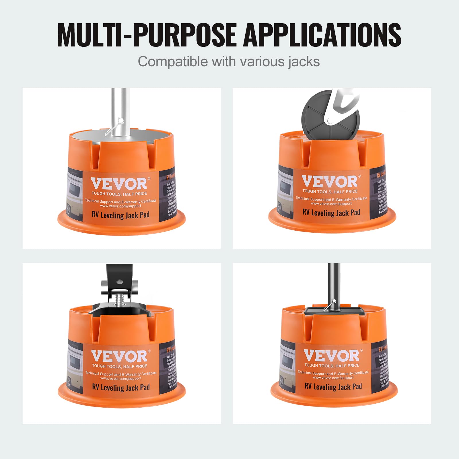 VEVOR RV block supports up to 2000 lbs per unit for solid support.