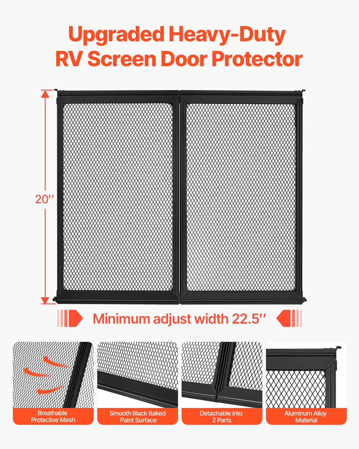 VEVOR RV screen door protector installed on a door frame