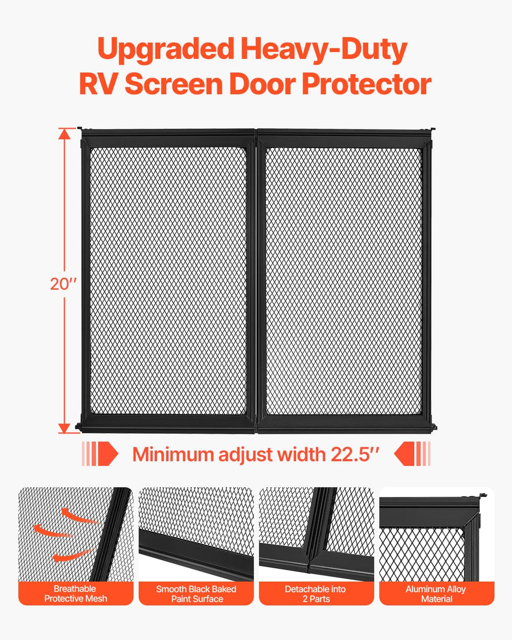 VEVOR RV screen door protector installed on a door frame