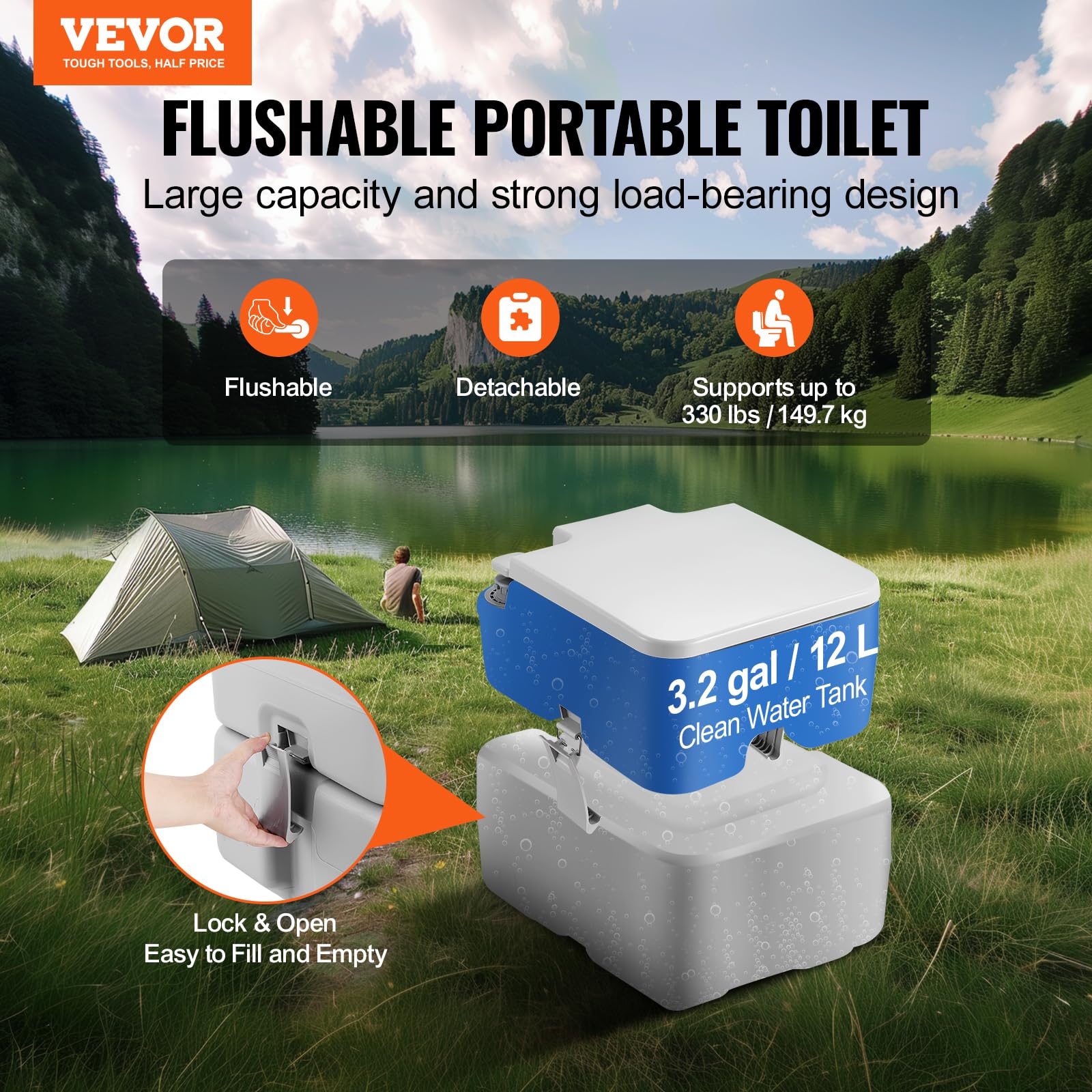 VEVOR RV toilet with carry bag simplifies on-the-road sanitation.